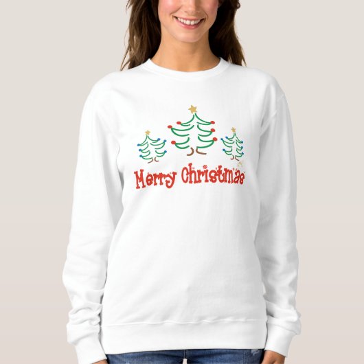 Weiße Weihnachtsbaumen Sweatshirt (Vorderseite)