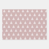 Weiße Weihnachtsbaummuster auf Pastellfarben Geschenkpapier Set (Vorderseite 3)