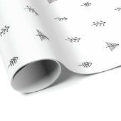 Weiße Weihnachtsbaummuster - Schwarz & Weiß Geschenkpapier (Rolleneckpunkt)