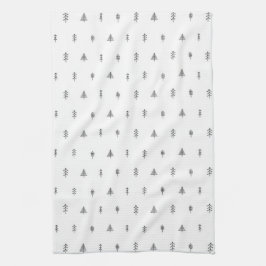 Weiße Weihnachtsbaummuster - Schwarz & Weiß Geschirrtuch