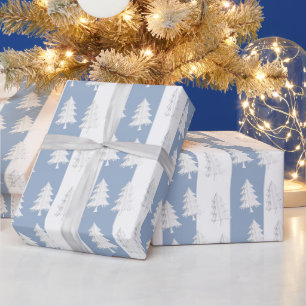 Weiße Weihnachtsbaumverpackung  Blau-weiße Streife Geschenkpapier