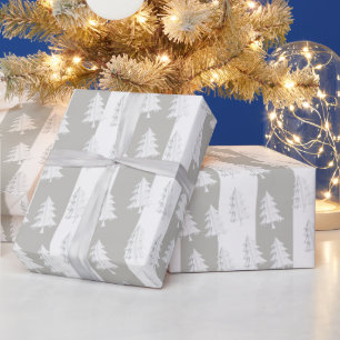 Weiße Weihnachtsbaumverpackung Grau & Weiß gestrei Geschenkpapier