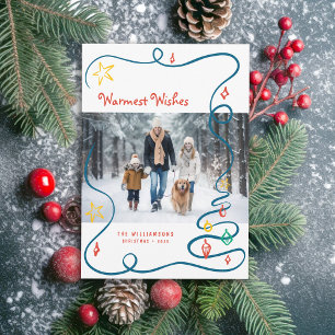 Weiße Weihnachtsdoodles Handgezeichnet mit Foto Feiertagskarte