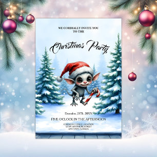 Weiße Weihnachtself mit Candy Cane. Einladung