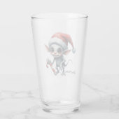 Weiße Weihnachtself mit Candy Cane. Glas (Rückseite)