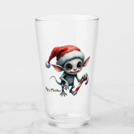 Weiße Weihnachtself mit Candy Cane. Glas
