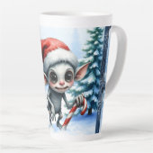 Weiße Weihnachtself mit Candy Cane. Milchtasse (Rechte Ecke)