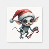 Weiße Weihnachtself mit Candy Cane. Serviette (Vorderseite)