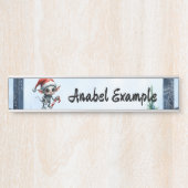 Weiße Weihnachtself mit Candy Cane. Türschild (Vorderseite )