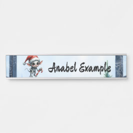 Weiße Weihnachtself mit Candy Cane. Türschild
