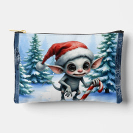 Weiße Weihnachtself mit Candy Cane. Zubehörtasche