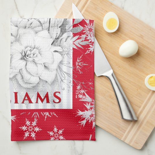 Weiße Weihnachtsfeier Blume verblasst Streifen Geschirrtuch (Viertel Falte)