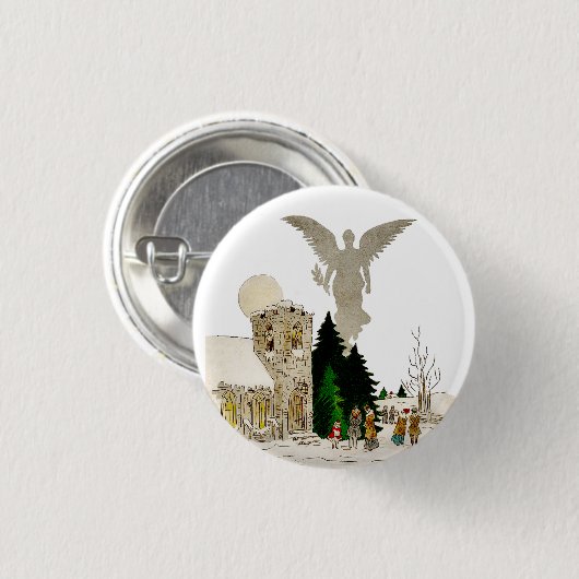 weiße Weihnachtsfeier Button (Vorne & Hinten)