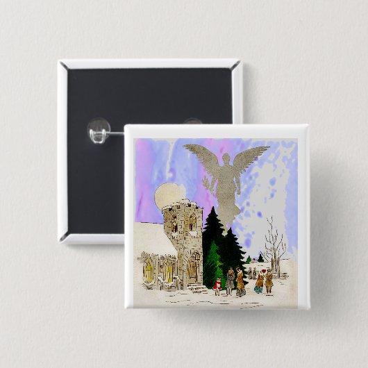 weiße Weihnachtsfeier Button (Vorne & Hinten)