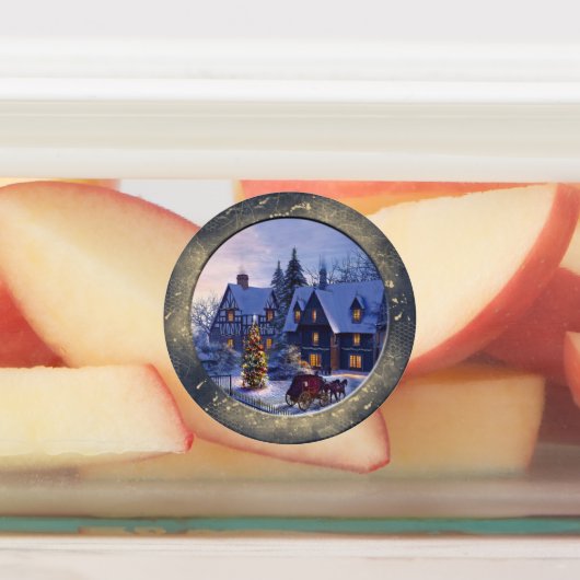 weiße Weihnachtsfeier Etiketten (Befestigt)