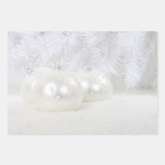 weiße Weihnachtsfeier Geschenkpapier Set (Vorderseite 2)