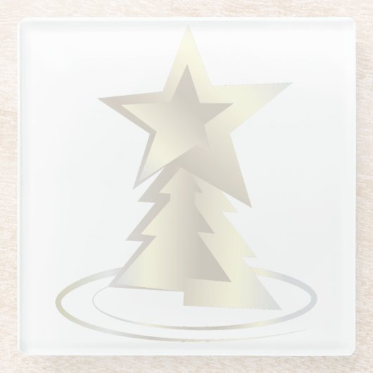 weiße Weihnachtsfeier Glasuntersetzer (Vorderseite)