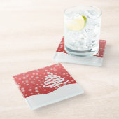 weiße Weihnachtsfeier Glasuntersetzer (Schrägansicht)