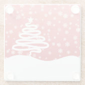 weiße Weihnachtsfeier Glasuntersetzer (Rückseite)