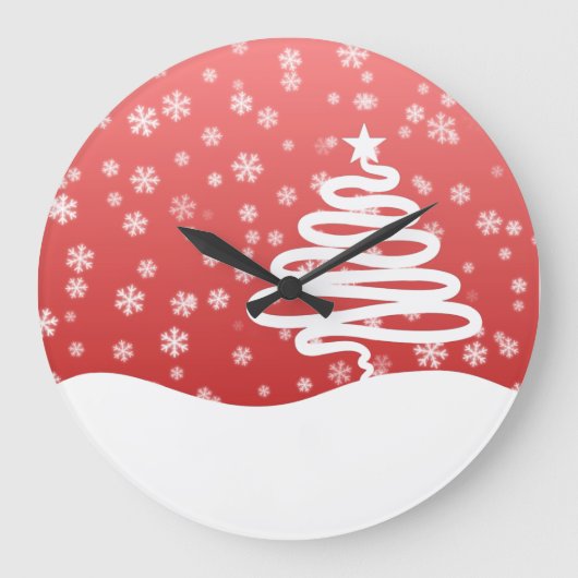 weiße Weihnachtsfeier Große Wanduhr (Vorderseite)