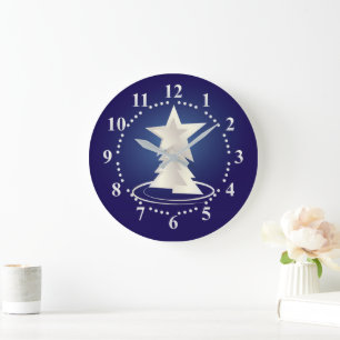 weiße Weihnachtsfeier Große Wanduhr