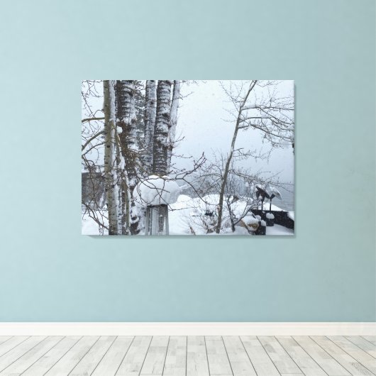 weiße Weihnachtsfeier Leinwanddruck (Insitu (Holzboden))