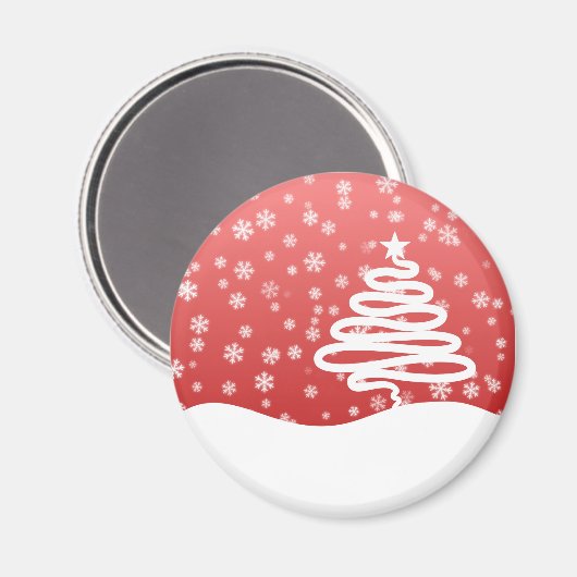 weiße Weihnachtsfeier Magnet (Vorderseite/Rückseite)