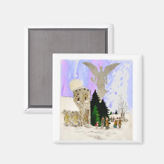 weiße Weihnachtsfeier Magnet (Vorderseite/Rückseite)