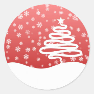 weiße Weihnachtsfeier Runder Aufkleber