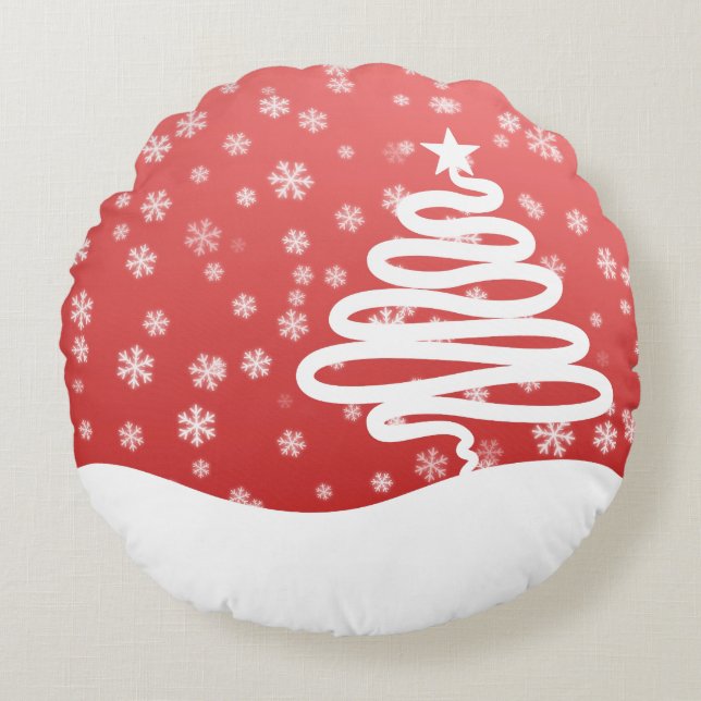 weiße Weihnachtsfeier Rundes Kissen (Vorderseite)