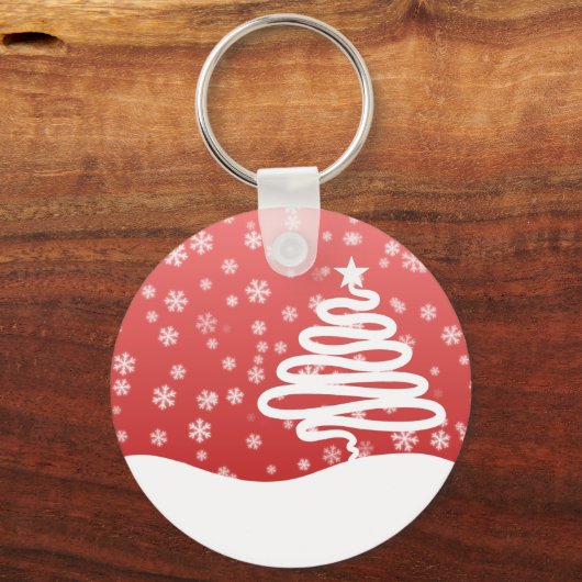 weiße Weihnachtsfeier Schlüsselanhänger (Vorderseite)