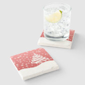 weiße Weihnachtsfeier Steinuntersetzer (Seitenansicht)