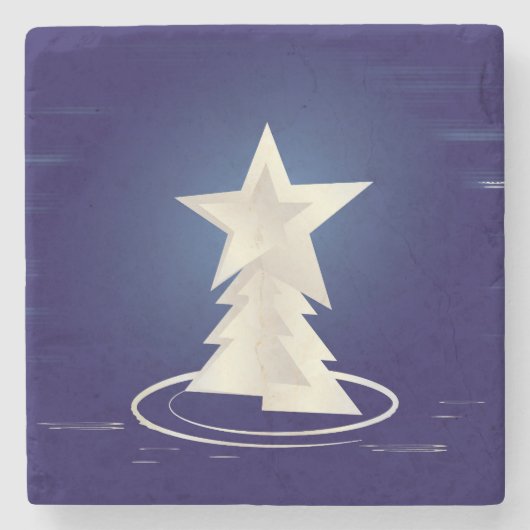 weiße Weihnachtsfeier Steinuntersetzer (Vorderseite)