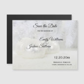 weiße Weihnachtsfeier | Winterhochzeit Save the Da Magnetkarte (Vorne/Hinten)