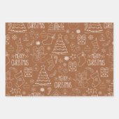 Weiße Weihnachtsfeiertage auf Brown Geschenkpapier Set (Vorderseite 2)