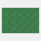 Weiße Weihnachtsfeiertage auf dunkelgrünen Konture Geschenkpapier Set (Vorderseite 3)