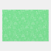 Weiße Weihnachtsfeiertage auf Grün Geschenkpapier Set (Vorderseite)