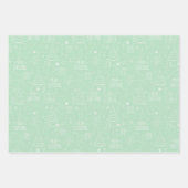 Weiße Weihnachtsfeiertage auf Light Green Geschenkpapier Set (Vorderseite)