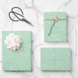 Weiße Weihnachtsfeiertage auf Light Green Geschenkpapier Set