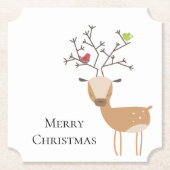 Weiße Weihnachtsferde mit Vögeln Untersetzer (Vorderseite)