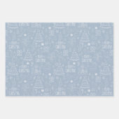 Weiße Weihnachtsferien-Konturen auf Light Gray Blu Geschenkpapier Set (Vorderseite)