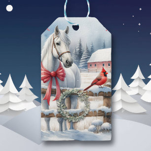 Weiße Weihnachtsferien und Kardinal Geschenkanhänger