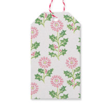 Weiße Weihnachtsgeschenkanhänger mit rosa Gänseblü