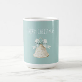 Weiße Weihnachtsglocke mit hübscher blauer Schleif Kaffeetasse
