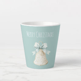 Weiße Weihnachtsglocke mit hübscher blauer Schleif Milchtasse