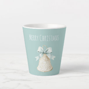 Weiße Weihnachtsglocke mit hübscher blauer Schleif Milchtasse
