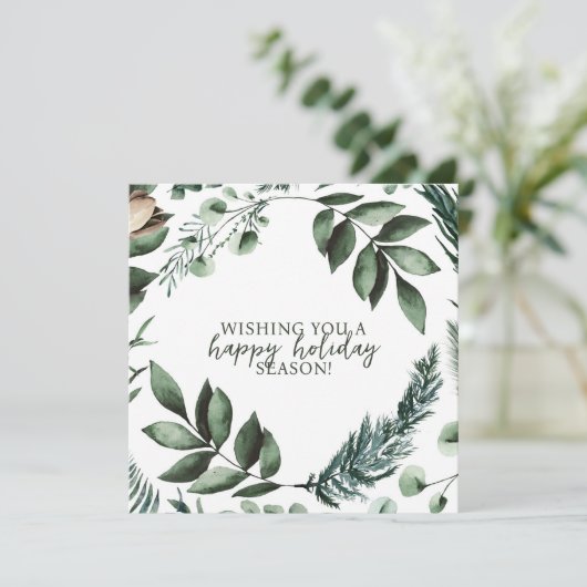 Weiße Weihnachtsgrün & Sage Pine Holiday Card Einladung (Stehend Vorderseite)