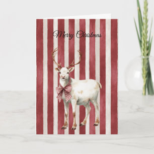 Weiße Weihnachtshirsche mit roten Streifen Karte