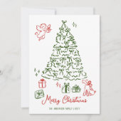 Weiße Weihnachtskarte handgezogen Baum Feiertagskarte (Vorderseite)