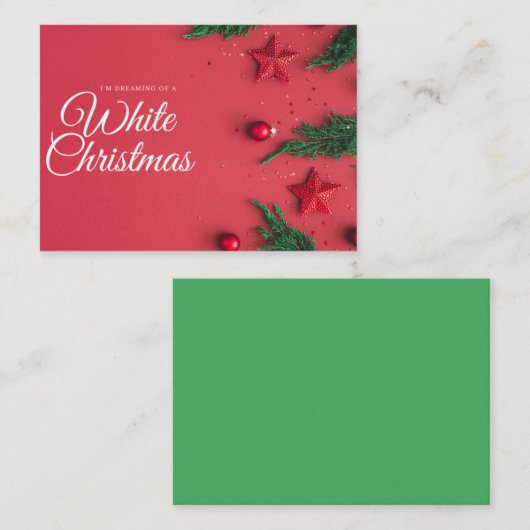 weiße Weihnachtskarte Mitteilungskarte (Vorne/Hinten)